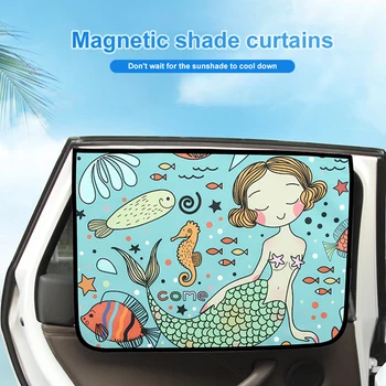 Magnetic UV Apsaugoti Užuolaidos, Šoninio Lango skėtį nuo saulės Apima Universaliųjų Automobilių Saulė Pavėsyje Padengti Kūdikių Vaikams Mielas Animacinių filmų Automobilio Stiliaus