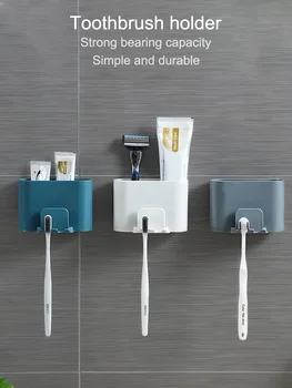 Sienos montuojamas dantų šepetėlį turėtojas laisvas smūgis tualetas burnos skalavimo skystis taurės stalčiuko namų apyvokos, vonios kambarys, virtuvė, sandėliavimo dėžutės ZD