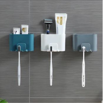 Sienos montuojamas dantų šepetėlį turėtojas laisvas smūgis tualetas burnos skalavimo skystis taurės stalčiuko namų apyvokos, vonios kambarys, virtuvė, sandėliavimo dėžutės ZD