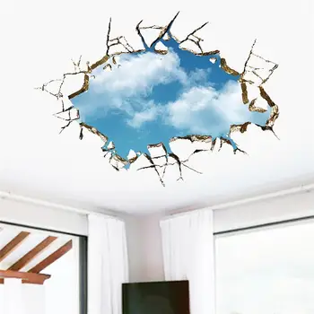 Blue Sky Cloud 3d Skaldytų Skylę Sienų Lipdukai Kambarį Miegamojo Puošmena 