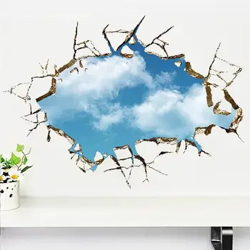 Blue Sky Cloud 3d Skaldytų Skylę Sienų Lipdukai Kambarį Miegamojo Puošmena 