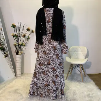 WEPBEL Mados Moterų Musulmonų Suknelę Siūlėmis Užsiliepsnojo ilgomis Rankovėmis Arabų Abaja Visiškai Mygtuką Slim Fit Aukšto Liemens Apdaras Musulmonų Suknelė