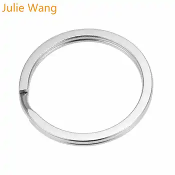 Julie Wang 10VNT 25/28/30/32 mm, Nerūdijančio Plieno Apvalus Raktų Žiedas 