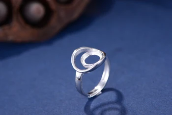 Žiedas Tuščias (8x8mm Apvali Neužpildyta) Reguliuojamas Žiedas Tuščias, Ilgam Balto Aukso Padengtą 925 Sidabro Žiedas Bazės R814B