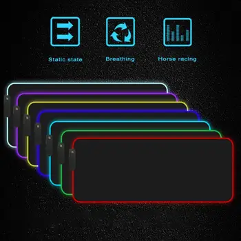 Naujas Cool Stiliaus LED Šviesos Spalvinga RGB Šviesos Anti-slip Žaidimų Pelės Mygtukai Kilimėlis Kompiuteriai