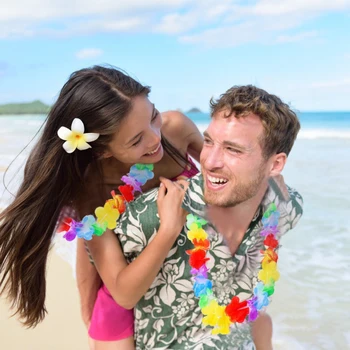 10vnt/daug Havajai Šalies Leis Gėlių Vainikas Havajų Girlianda Karoliai Torpil Hawai Gėlių Troba Dekoras