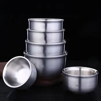 Nerūdijančio Plieno Dubuo Dvigubo Anti-Plikymo Maisto Indą Ryžių Salotų Dubenį Instant Ramen Makaronų Sriuba Bowl Virtuvės Tablewares
