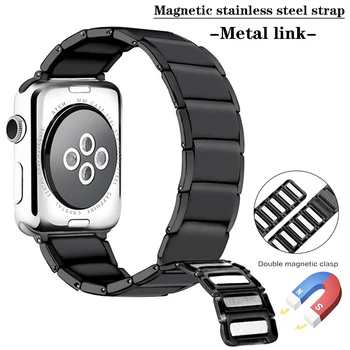 Magnetinio diržu, apple watch band 44mm 40mm iwatch 42mm 38mm Nerūdijančio Plieno metalo nuorodą apyrankė 