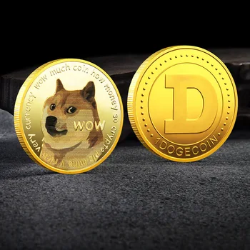 Dogecoin UV spalvotas spausdinimas Dogecoin naujas progines monetas, virtuali valiuta gyvūnų ženklelis užsakymą atminimo medalis