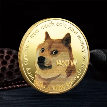 Dogecoin UV spalvotas spausdinimas Dogecoin naujas progines monetas, virtuali valiuta gyvūnų ženklelis užsakymą atminimo medalis