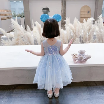 Boutique Vasaros Kūdikių Mergaičių Snow White Dress Helovinas Elsa Kostiumas Gimtadienio Mielas Kūdikis Princesė Dress Up Mėlyna Tutu Suknelė