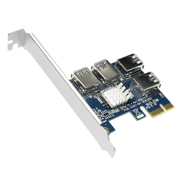 PCIe 1 iki 4 PCI-express 16X lizdai Riser Card PCI-E 1X Išorės 4 PCI-e, USB 3.0 Adapteris Daugiklis Kortelę Bitcoin Miner Naujas