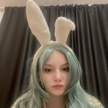 Mielas Pūkuotas Triušio Ausis Hairbands Moterų Helovinas Velykų Anime Cosplay Plaukų Juosta Apdangalai, Moterų Katytė Plaukų Aksesuarai 2021