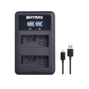 Batmax LP-E5 LPE5 LP E5 LED Dual USB Akumuliatoriaus Kroviklis Canon EOS 450D 500D 1000D Kiss Kiss X3 F Rebel Xsi