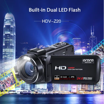 Vaizdo kamera Vlog Vaizdo Kamera su Mikrofonu Ordro Z20 1080P Full HD infraraudonųjų SPINDULIŲ Naktinio Matymo Skaitmeniniai Fotoaparatai 