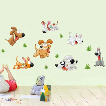 Animacinių filmų Šunys Leteną Sienų Lipdukai Vaikams Kambariai Automobilio Duris Namų Dekoro Pvc Gyvūnų Sienų Lipdukai 