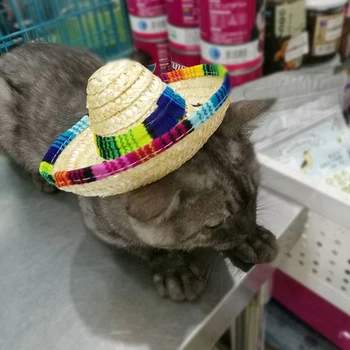 Mados Havajų Stiliaus Naminių Šunų Šiaudų Skrybėlę Sombrero Katė Sun Beach Party Hat Šiaudų Šunys Skrybėlę Šunims Juokinga Meksikos Priedai