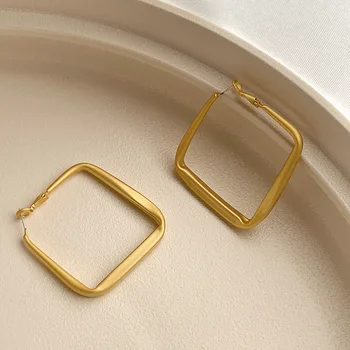 Korėjos Prancūzijos Šviesą Auskarai Paprasta Temperamentas Dizaino Aukso Matinis Geometrinis Aikštėje Auskarai Moterims