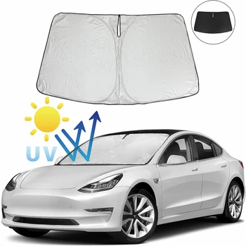 Automobilio priekinį Stiklą Saulės Pavėsyje, Blokuoja UV Spindulių, Saulės Skydelis Raštas, Sulankstomas skėtį nuo saulės Už Tesla Model 3 2017 2018 2019 2020 2021