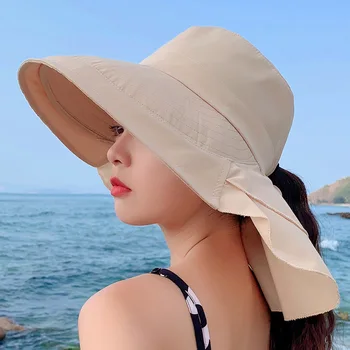 Nauja Mada Moterims Vasaros UV Apsauga nuo Saulės Skrybėlę Moterų plaukai surišti į uodegą Kibiro Kepurę Su Kaklo Atvartu Lauko Keliauja Paplūdimio Kepurė