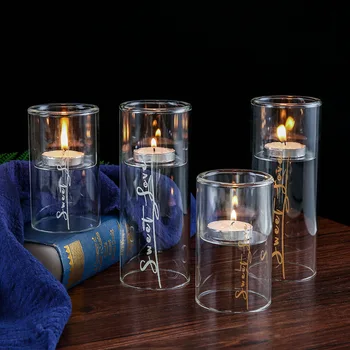 Šiaurės Paprastumo Skaidraus Stiklo Žvakės Laikiklis Europos stiliaus Amatų Namų Puošybai Žvakidė Papuošalai Vakarienė Šalių Rekvizitai