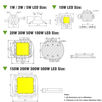 Didelės Galios LED, COB (Chip 1W 3W 5W 10W 20W 30W 50W 100W Mėlyna Žydra-Mėlyna Žydra, 