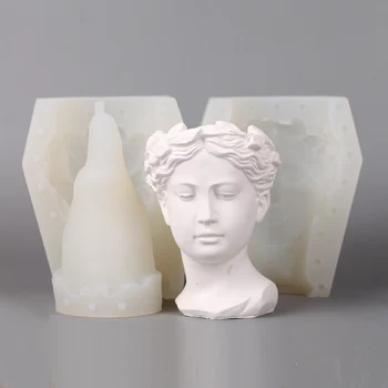 Silikono Formos Sodinamoji Žmogaus Veidas 3D Mergina Betono, Cemento Vazonas Pelėsių Rankų darbo Vaza Amatai