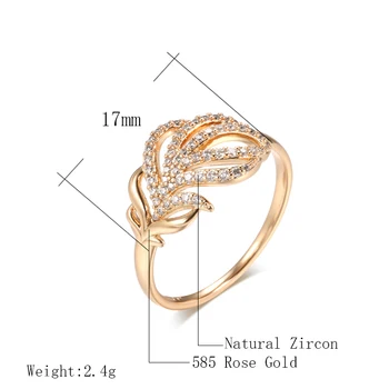 Kinel Karšto 585 Rose Gold Crystal Gėlės Žiedas Mados Gamtos Cirkonis Derliaus Žiedas Moterims, Dovana Dienos Fine Jewelry