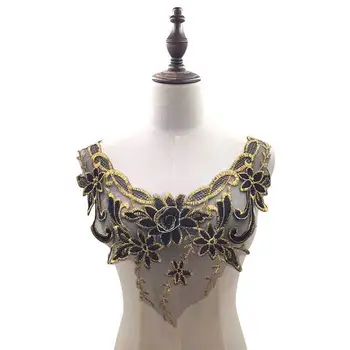 Prabangūs, Aukso Spalvos 3D Išaugo Padirbtų Nėrinių Apykaklę Corsage Aplikacijos Akių Siuvinėjimo Scrapbooking Vestuvių Suknelė Siuvimo Guipure Dekoras