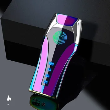 Touch Induction Dvigubo Kampo Elektros Lengvesni Metalo USB Įkrovimą, Nešiojami Vėjo Cigarečių, Cigarų Žiebtuvėlio Su LED Maitinimo Ekranas