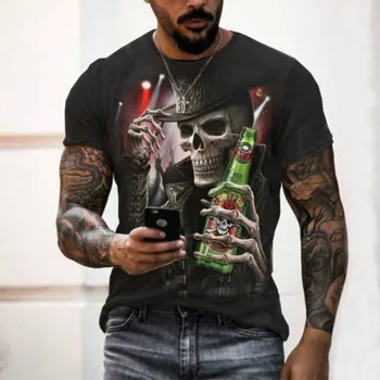 Vasaros vyriški T-Shirt Europos Ir Amerikos Gatvės Mados DVIRAČIAIS MUMS 3D Atspausdintas Drabužius, Laisvi Didelio Dydžio Greitai-Džiovinimo T-Shirt