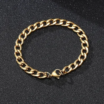 Trendy Cuban Link Bracelet Stainless Steel Curb Chain Bracelet Layering Jewelry for Women Goth Punk Chain Jewelry