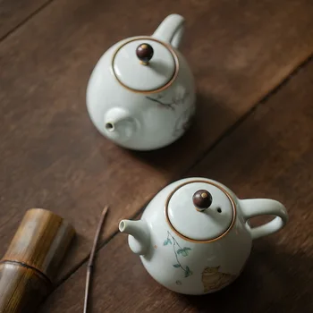 Katė Yuebai Ru krosnies arbatos rinkinys, arbatinukas gali būti padidinta keraminių buities Kung Fu arbatos rinkinys, arbatinukas logotipą 280ml