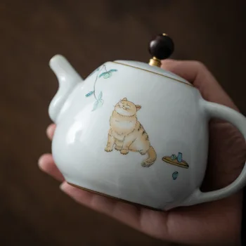 Katė Yuebai Ru krosnies arbatos rinkinys, arbatinukas gali būti padidinta keraminių buities Kung Fu arbatos rinkinys, arbatinukas logotipą 280ml