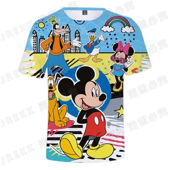 Nauja Vasaros Animacinių filmų Anime Mickey Mouse 3D marškinėliai Naujas Berniukas, Mergaitė Vaikai Mados Streetwear Mados Vyrams, Moterims, Vaikams, Kietas Viršūnes Tee