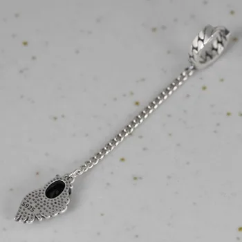 BOVAI S925 sterlingas sidabro auskarai, retro plunksnų sintetinių cirkonis asimetrinė literatūros temperamento moteris Thsi sidabro auskarai