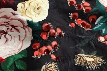 MIUXIMAO Prabangus 2020 M. Pavasarį & Vasaros suknelė Šalis suknelė Raudona Gėlė, Deimantai Slim Bakas Juoda Office Lady Suknelė Moterims Vestidos