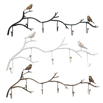 Retro 6 kablys kaustytomis geležies paukščių kablys kablio paukščių formos lapų sienos suknelė skraiste, kablys klavišą kailio savininkas bžūp pakaba namų puošybai