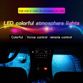 4pcs 12V 12SMD Automobilių RGB LED Juostelės Šviesos Spalvos Automobilį, Dekoratyvinis Stilius, Atmosfera, Žibintai, Automobilių Salono Apšvietimas Su Nuotolinio