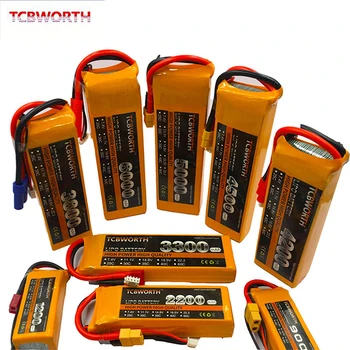 TCBWORTH RC Lipo Baterijos 2S 3S 4S, 6S 11.1 v, 14.8 v 22.2 v 1300 1500 1800 2200 2600 3000 4200 5200 6000mah Baterija XT60-T Dekanai Plug