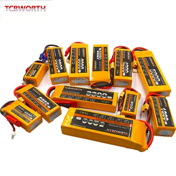 TCBWORTH RC Lipo Baterijos 2S 3S 4S, 6S 11.1 v, 14.8 v 22.2 v 1300 1500 1800 2200 2600 3000 4200 5200 6000mah Baterija XT60-T Dekanai Plug