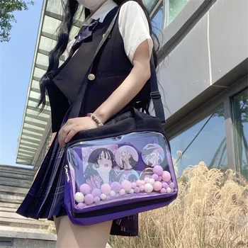 Naujas Moterų Želė Skaidrus Pečių Maišą Japonijos Studentų Merginos Harajuku Kawaii Mokyklos Krepšiai Anime Kolegijos Crossbody Krepšys