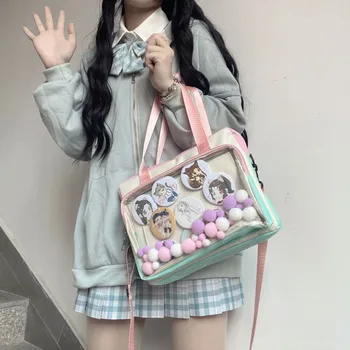 Naujas Moterų Želė Skaidrus Pečių Maišą Japonijos Studentų Merginos Harajuku Kawaii Mokyklos Krepšiai Anime Kolegijos Crossbody Krepšys