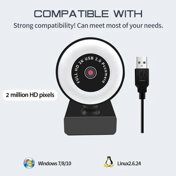 HD 1080P Kamera 2K Kompiuteris PC Web Kamera Su Mikrofonu-Live Transliacijos Vaizdo skambučius Konferencijos Darbas Nemokamas Pristatymas