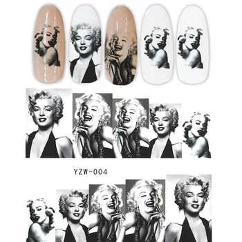 Nagų Dizainas Lipdukas Karšto Pardavimo Grožio Moteris Marilyn Monroe Vandens Decal Perdavimo Slankiklį Nagų Dailės Lipdukas Apdaila