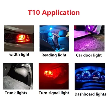 100X Nauja T10 W5W WY5W 168 501 192 2835 COB LED Automobilių Pleišto Stovėjimo Šviesos Pusėje Durų Lemputė Prietaisų Lempa Auto Licencijos numerio apšvietimo Lemputės