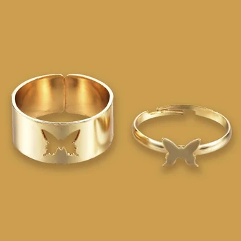Madinga Aukso Atidaryti Drugelis Žiedų, skirtų Moterų, Vyrų Mylėtojas Pora Žiedų Rinkinys Draugystės Dalyvavimas Vestuvių 2021 Papuošalai Piršto Žiedą