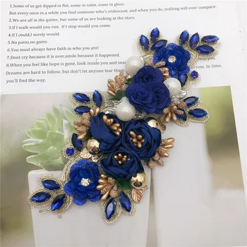 5vnt rankų darbo 3d gėlių siūti aplikacijos kalnų krištolas siuvinėjimo gėlių pleistras vakarinę suknelę