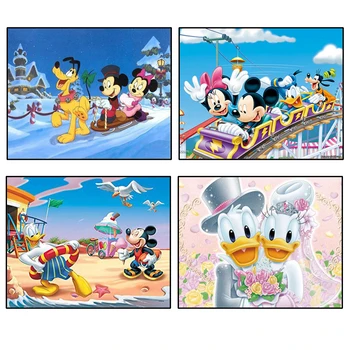 Diamond Tapybos Kryželiu Namų Dekoro 5d Siuvinėjimo Aikštėje Gręžimo Amatų Mozaikos Animacinių filmų Mickey Mouse Įterptas Meno Rankdarbiams