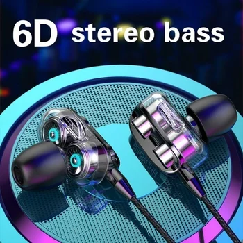 NAUJAS Didelis Bosas 6D Stereo In-Ear Ausinės Stereo Laidinio Ausines į 